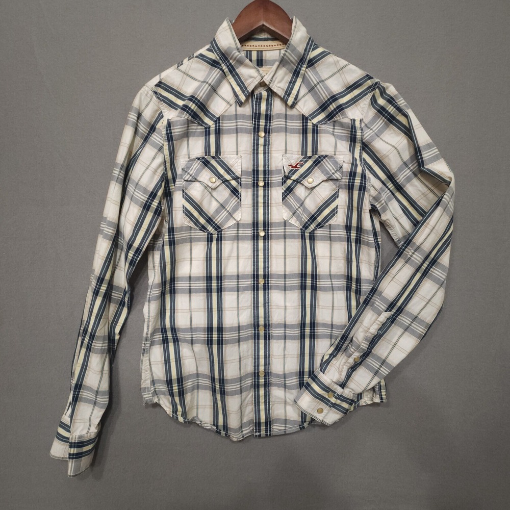 Hollister California Mens Long Sleeve Pearl Snap Western Shirt Size Small